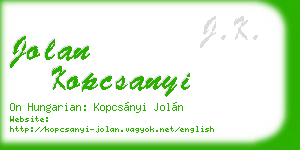 jolan kopcsanyi business card